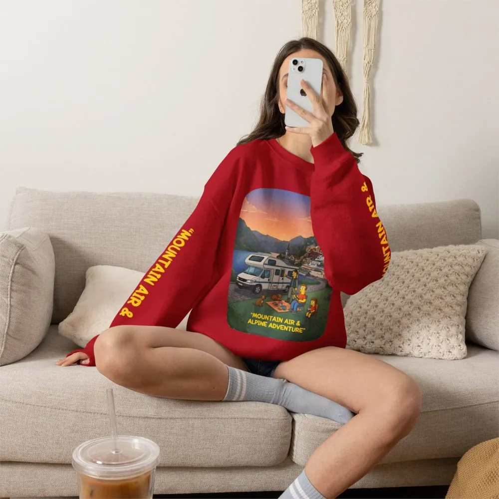 Unisex Heavy Blend™ Crewneck Sweatshirt — "Mountain Air-Alpine Adventure" Design Sitcom-Line