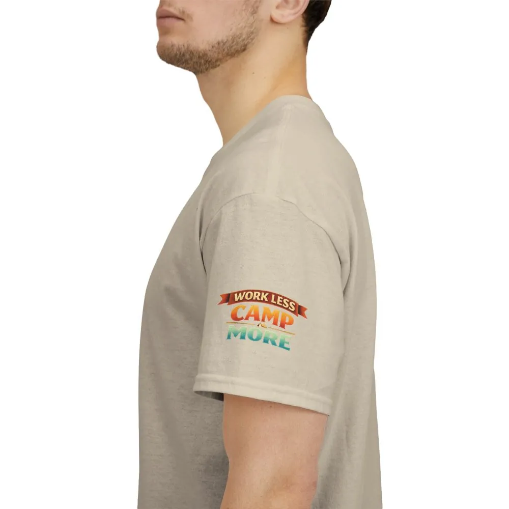 17474699209756405046_2048.jpeg Unisex Heavy Cotton Tee — "Work Less-Camp More" Design Scenic-Line