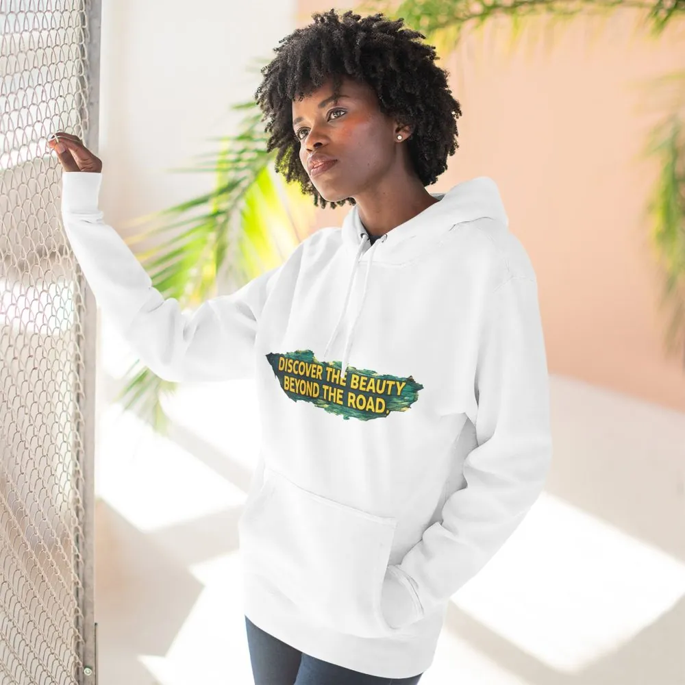 17476793444536559678_2048.jpeg Three-Panel Fleece Hoodie - "Discover The Bieuty Beyond The Road" Design Cubic-Line
