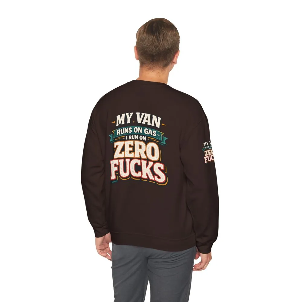 Unisex Heavy Blend™ Crewneck Sweatshirt — "My Van Runs On Gas" Design F**K-Line