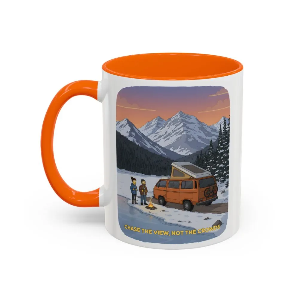 Accent Coffee Mug (11, 15oz) — "Chase The Views-Not The Crowds"" Design Sitcom-Line