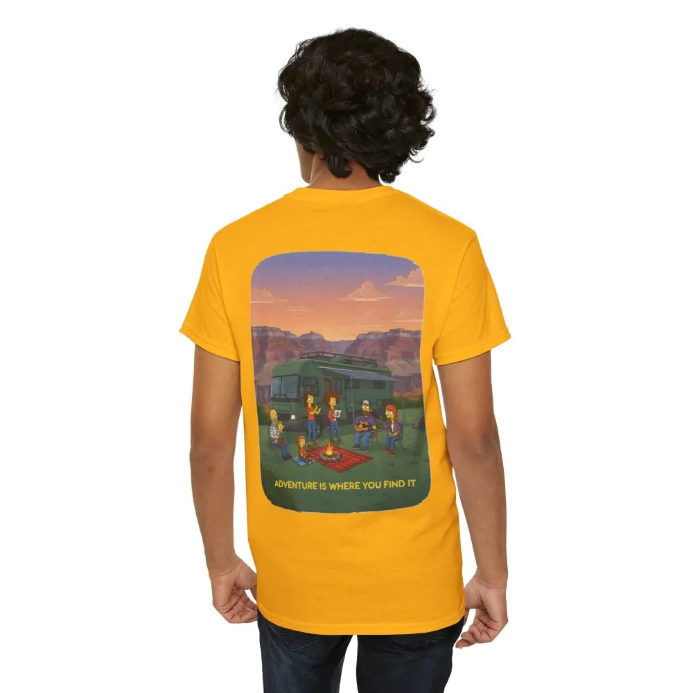 Unisex Heavy Cotton Tee — "Adventure Is Where You Find It" Design Sitcom-Line