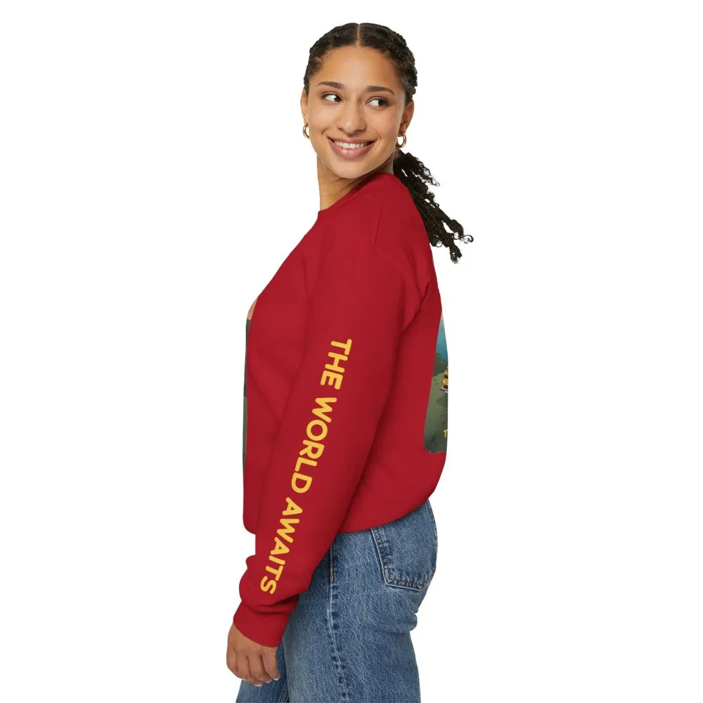 17500082067375417652_2048.jpeg Unisex Heavy Blend™ Crewneck Sweatshirt — "The World Awaits" Design Sitcom-Line