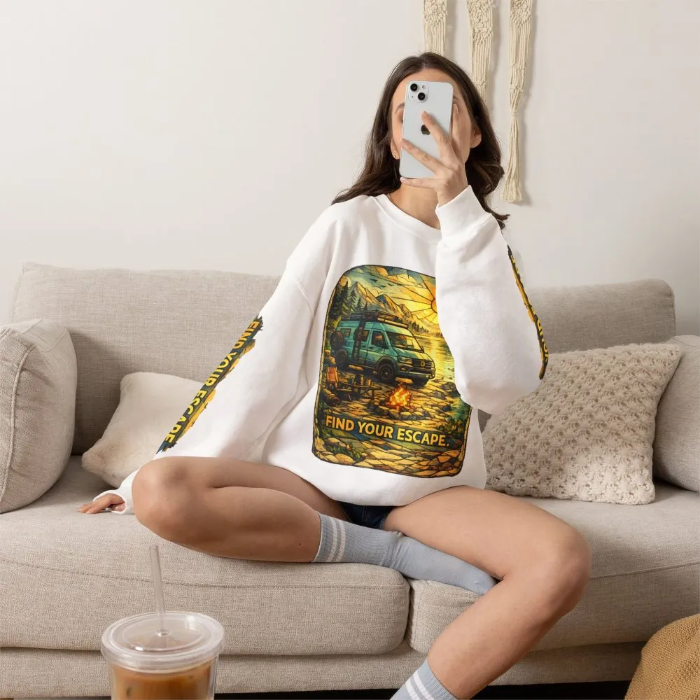 17514334867694797588_2048.jpeg Unisex Heavy Blend™ Crewneck Sweatshirt — "Find Your Escape" Design Cubic-Line