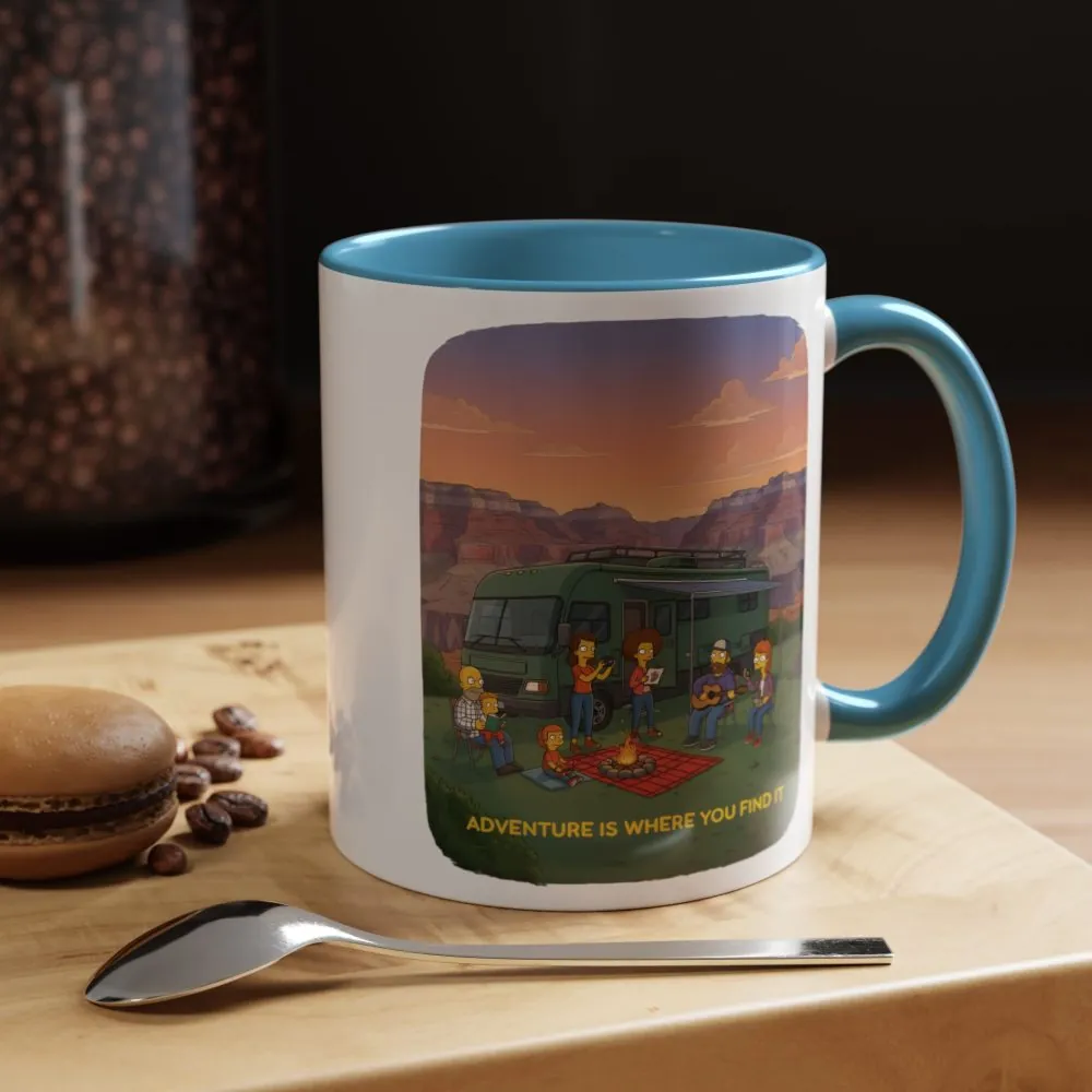 Accent Coffee Mug (11, 15oz) — "Adventure Is Where You Find It" Design Sitcom-Line
