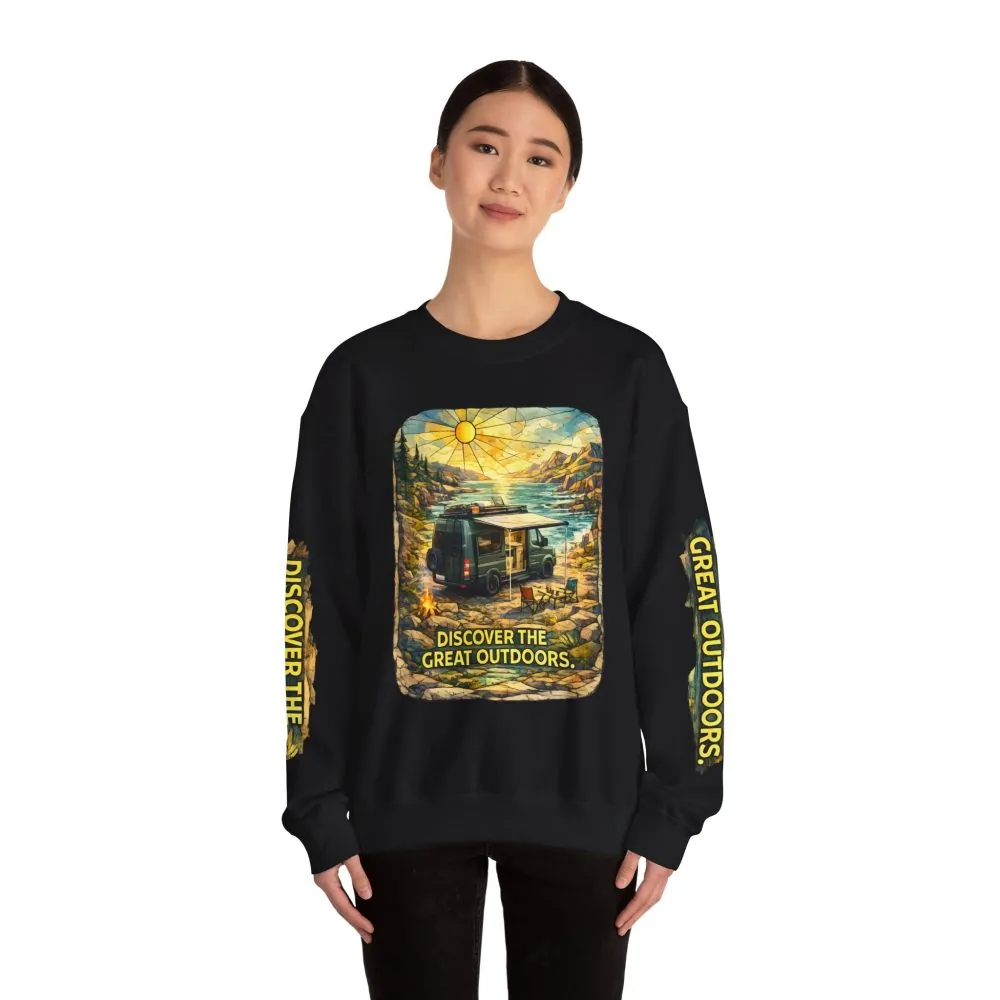 17516928361010402507_2048.jpeg Unisex Heavy Blend™ Crewneck Sweatshirt — "Discover The Great Outdoors" Design Cubic-Line