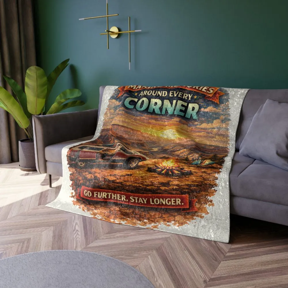 Crushed Velvet Blanket —"Making Memories Around Every Corner" Design Scenic-Line (Campervan)