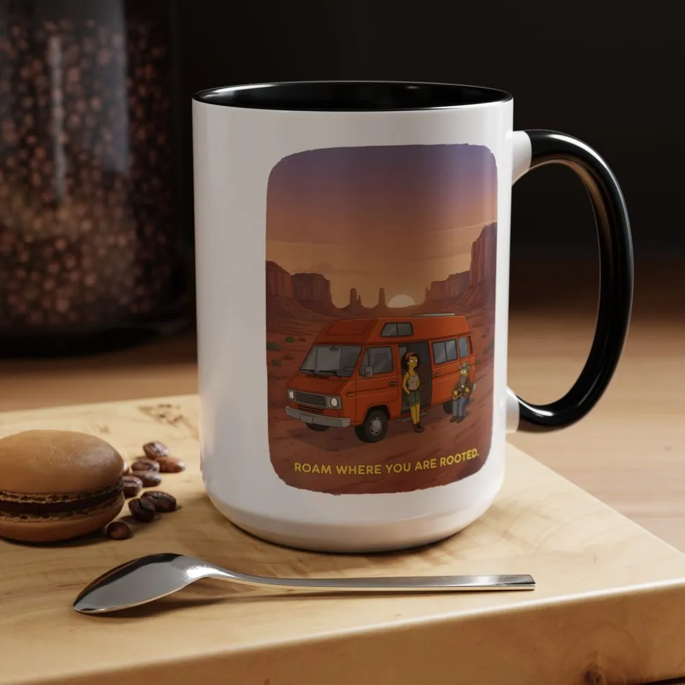 Accent Coffee Mug (11, 15oz) — "Roam Where You Are Rooted" Design Sitcom-Line
