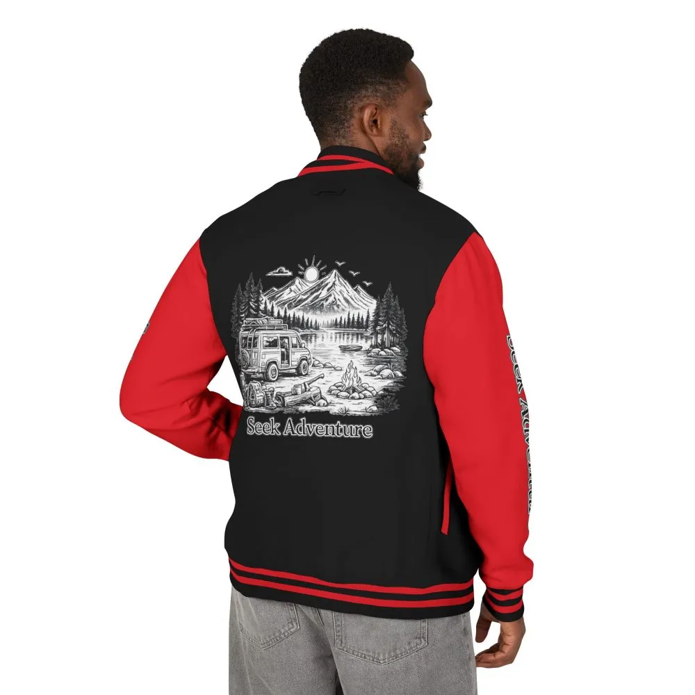 17523619119646454986_2048.jpeg Unisex Heavyweight Letterman Jacket — "Seek Adventure" Travel Varsity Coat