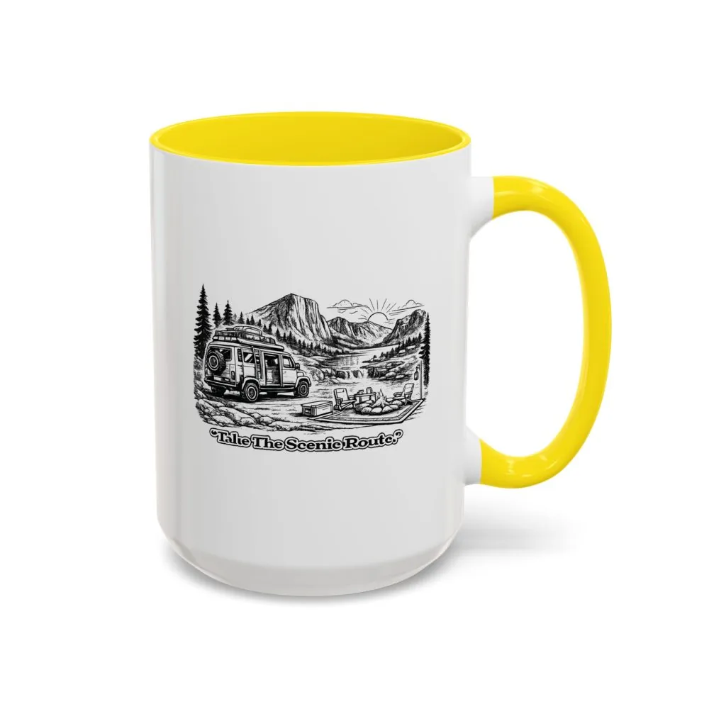 17525947062483757653_2048.jpeg Accent Coffee Mug (11, 15oz) — "Take The Scenic Route" Design Minimal-Line