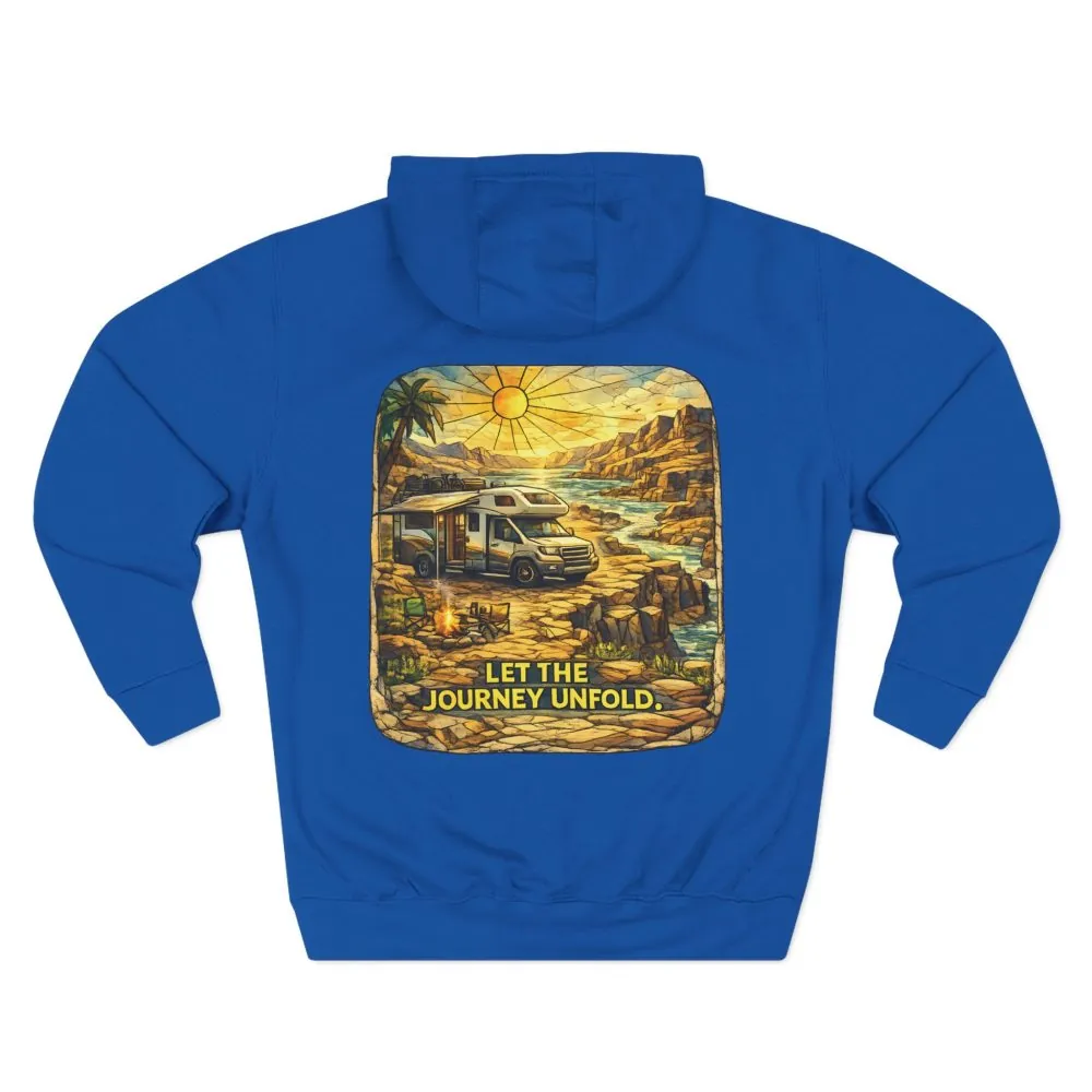 Three-Panel Fleece Hoodie - "Let The Journey Unfold" Design Cubic-Line