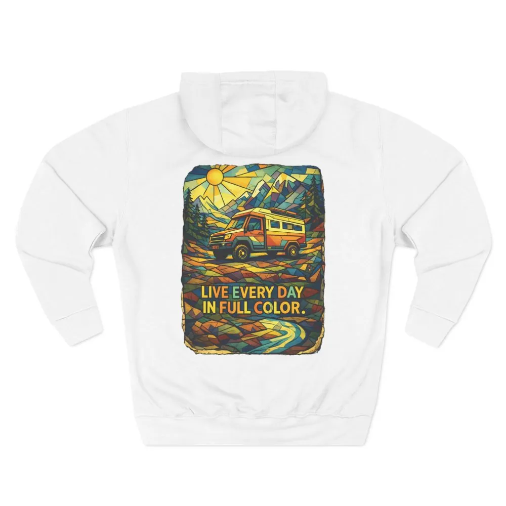 17536332292556282131_2048.jpeg Three-Panel Fleece Hoodie - "Live Life Every Day In Full Color" Design Cubic-Line