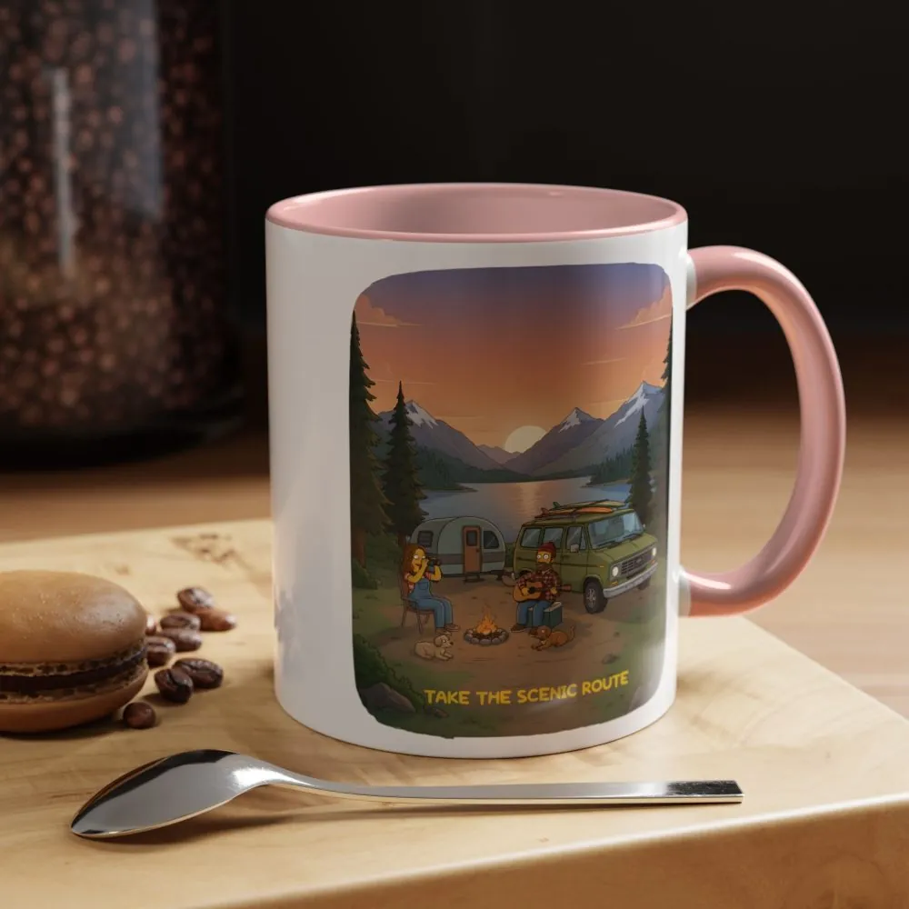 Accent Coffee Mug (11, 15oz) — "Take The Scenic Route" Design Sitcom-Line