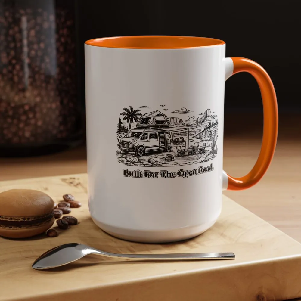 Accent Coffee Mug (11, 15oz) — "Built For The Open Road" Design Minimal-Line