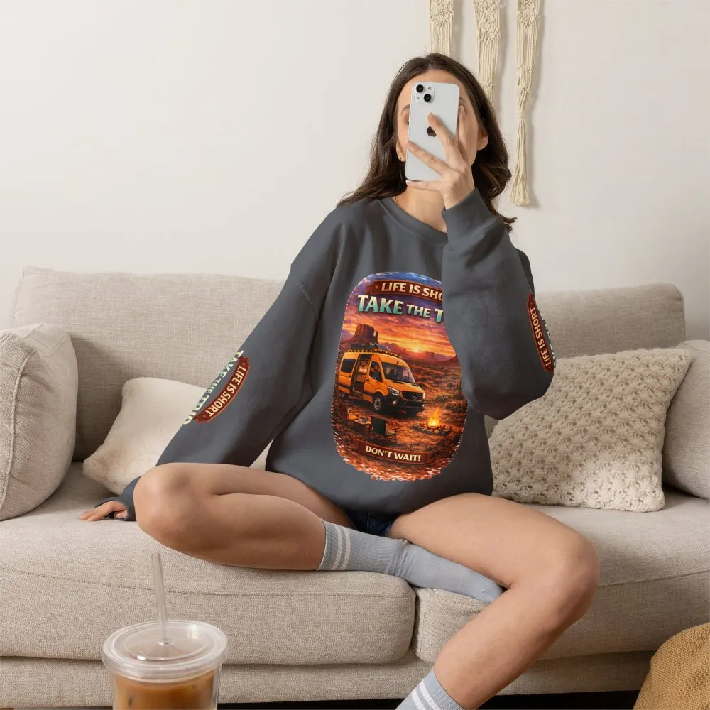 17546727499393664607_2048.jpeg Unisex Heavy Blend™ Crewneck Sweatshirt — "Life Is To Short-Take The Trip" Design Scenic-Line