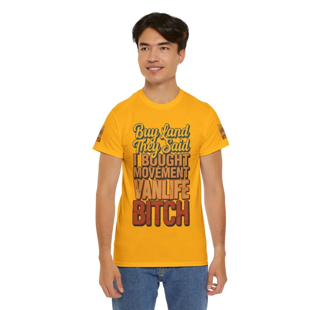 Unisex Heavy Cotton Tee — "Buy Land They Said" Design F**K-Line