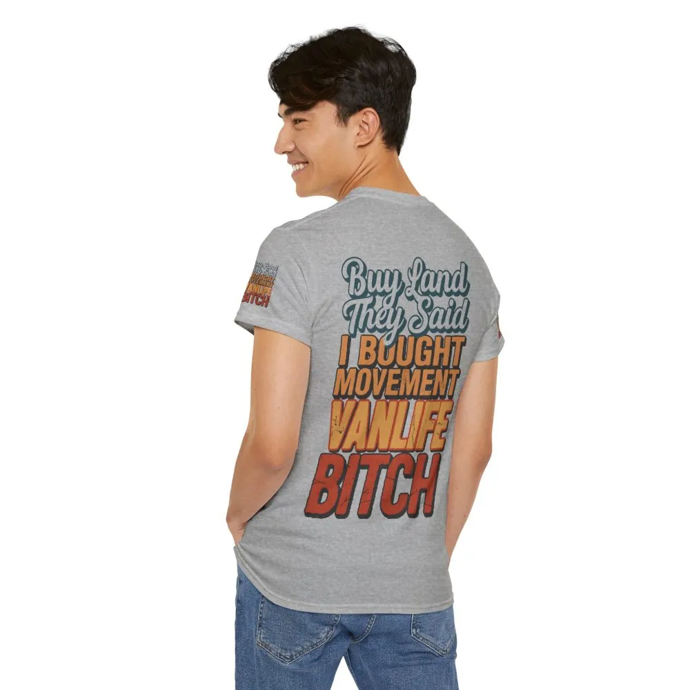 Unisex Heavy Cotton Tee — "Buy Land They Said" Design F**K-Line