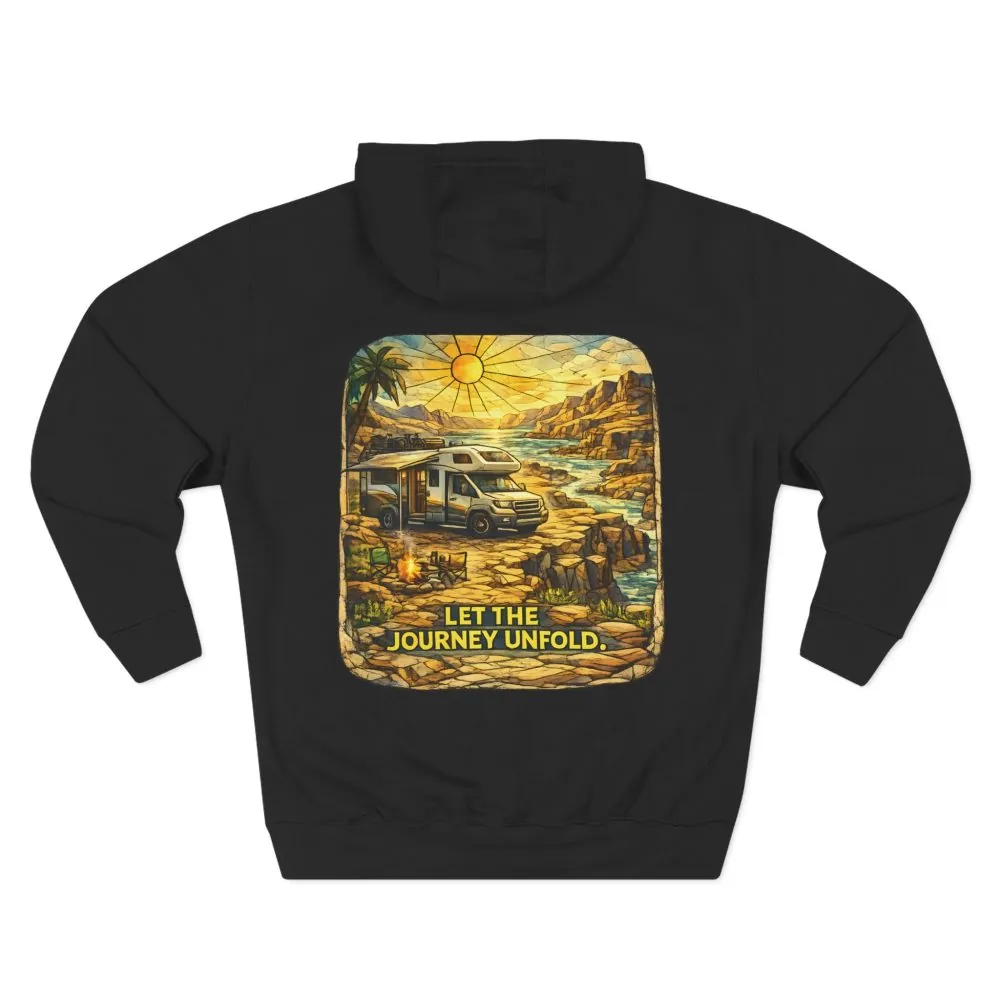 Three-Panel Fleece Hoodie - "Let The Journey Unfold" Design Cubic-Line