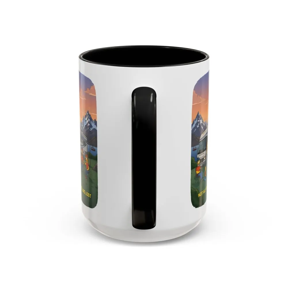 Accent Coffee Mug (11, 15oz) — "Not All Who Wander Are Lost" Design Sitcom-Line