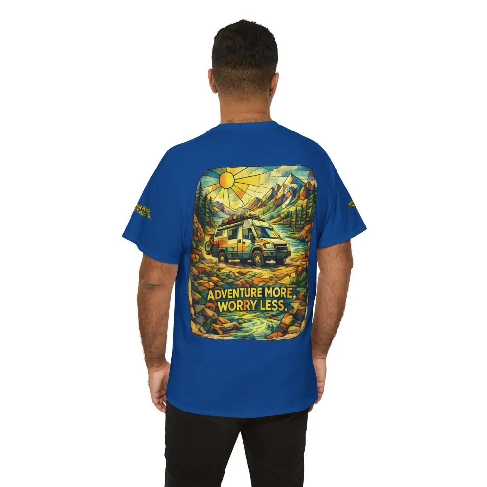 17580390602625554317_2048.jpeg Unisex Heavy Cotton Tee — "Adventure More Worry Less" Design Cubic-Line