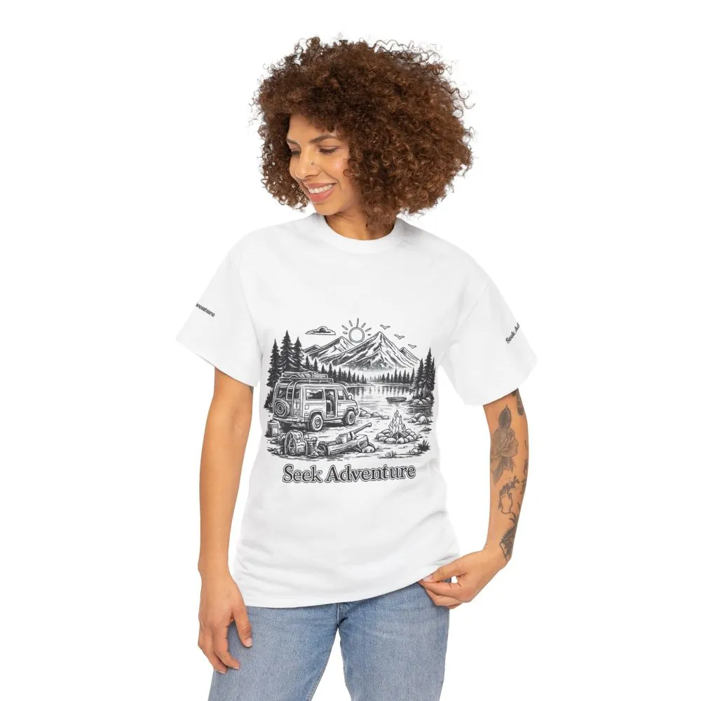 17589370742025700854_2048.jpeg Unisex Heavy Cotton Tee — "Seek Adventure" Design Minimal-Line