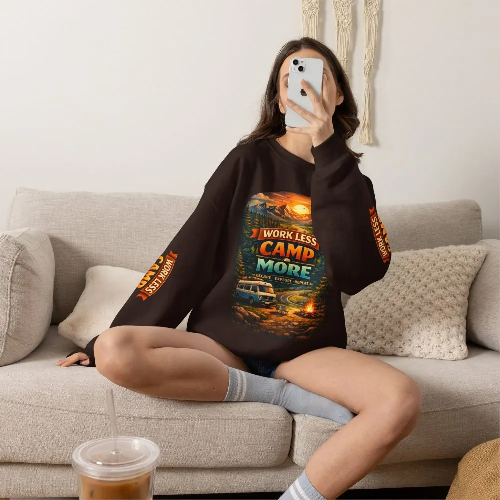 17598448585652064548_2048.jpeg Unisex Heavy Blend™ Crewneck Sweatshirt — "Work Less-Camp More" Design Scenic-Line