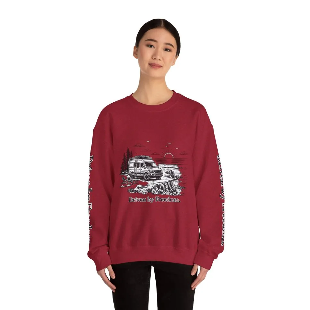 17603629959830420507_2048.jpeg Unisex Heavy Blend™ Crewneck Sweatshirt — "Driven By Freedom" Design Minimal-Line