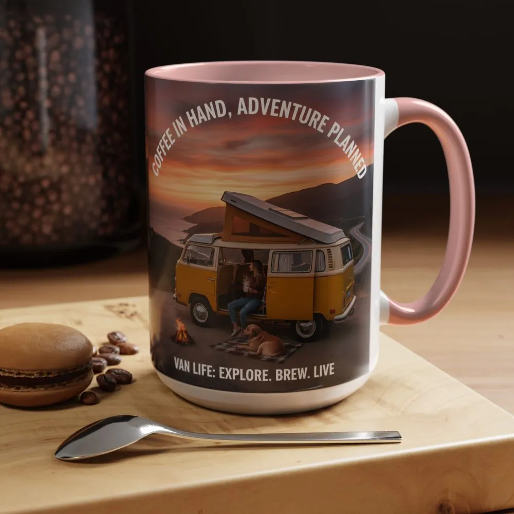 1760668789232408508_2048.jpeg Accent Coffee Mug (11, 15oz) - "Coffee in Hand, Adventure Planned"