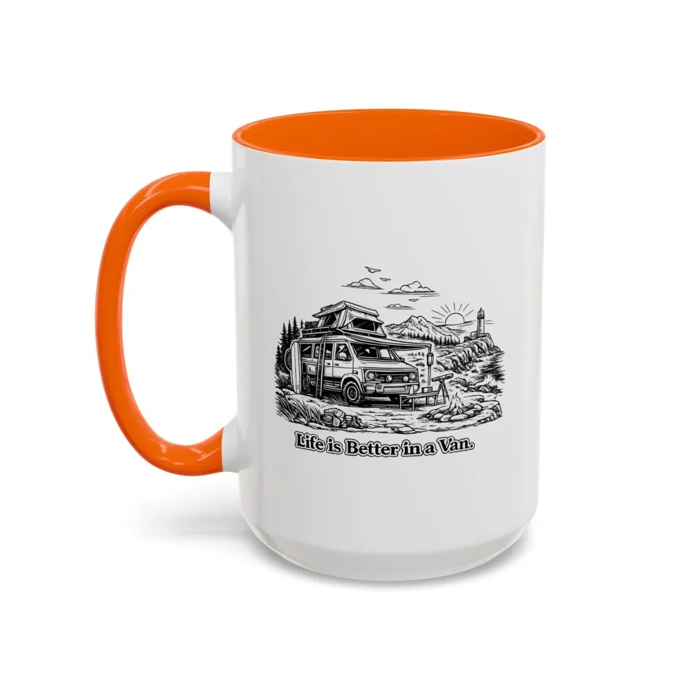 Accent Coffee Mug (11, 15oz) — "Life Is Better In A Van" Design Minimal-Line