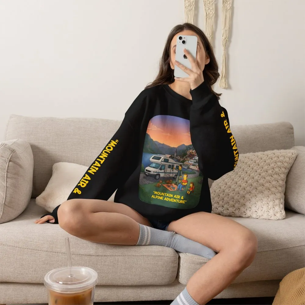 Unisex Heavy Blend™ Crewneck Sweatshirt — "Mountain Air-Alpine Adventure" Design Sitcom-Line