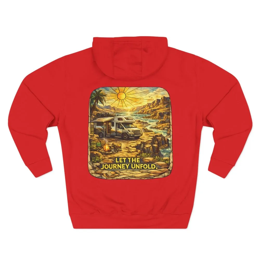 Three-Panel Fleece Hoodie - "Let The Journey Unfold" Design Cubic-Line
