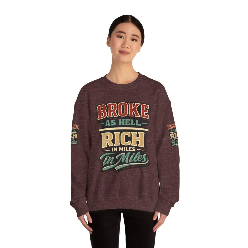Unisex Heavy Blend™ Crewneck Sweatshirt — "Broke As Hell" Design F**K-Line