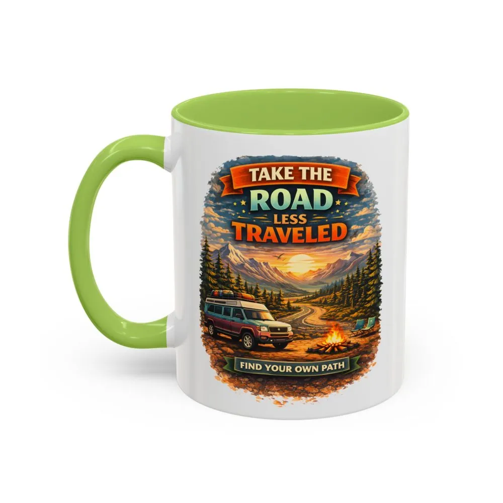 17665735690193144754_2048.jpeg Accent Coffee Mug (11, 15oz) — "Take The Road Less Traveled" Design Scenic-Line