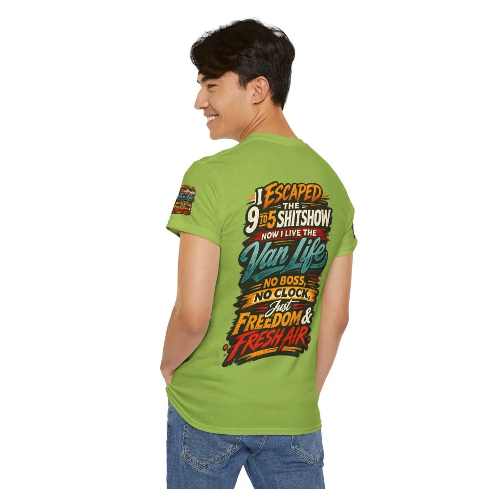 Unisex Heavy Cotton Tee — "I Escaped The 9 To 5" Design F**K-Line