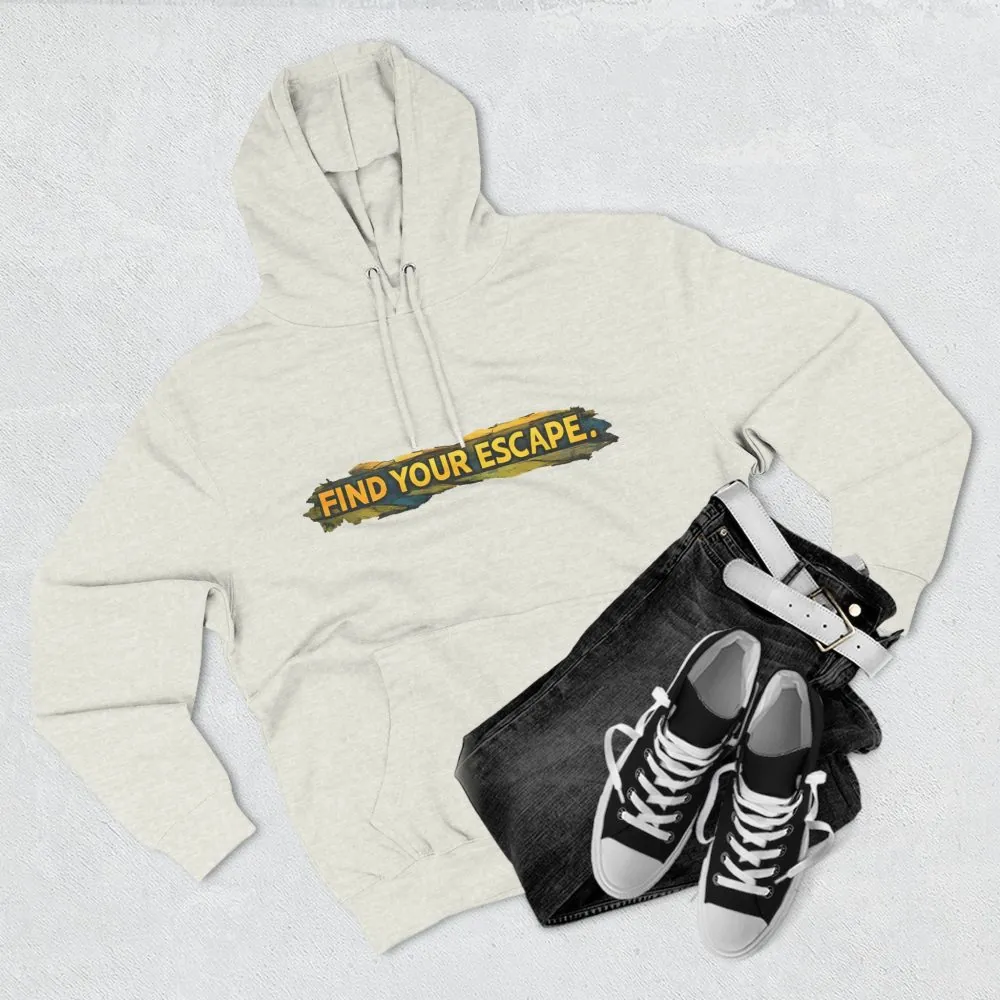 17699331428793607617_2048.jpeg Three-Panel Fleece Hoodie - "Find Your Escape" Design Cubic-Line