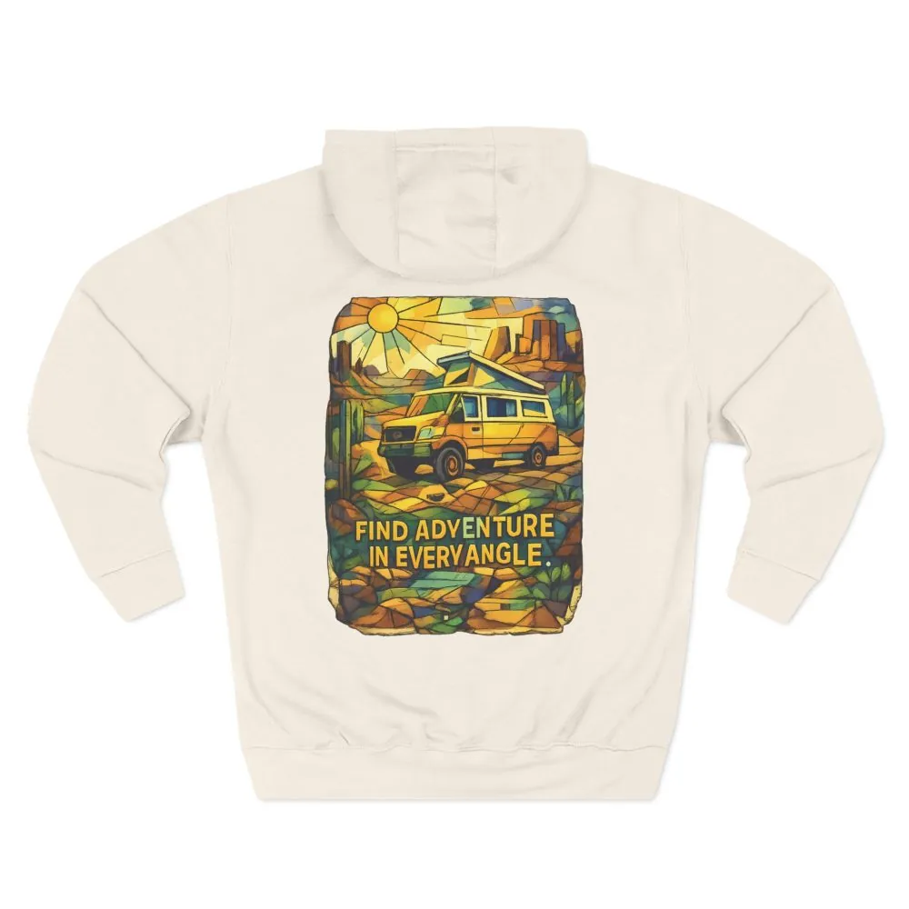 17709681793046319819_2048.jpeg Three-Panel Fleece Hoodie - "Find Adventure In Every Corner" Design Cubic-Line