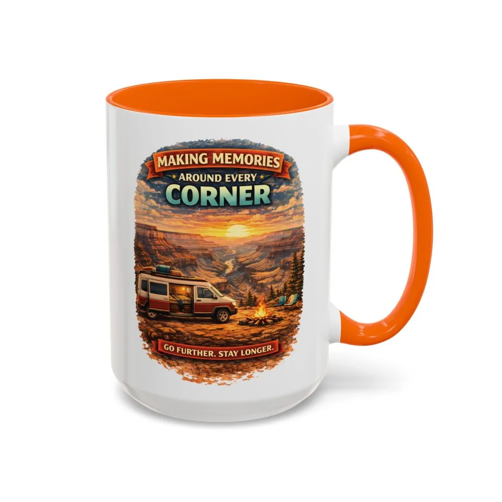 Accent Coffee Mug (11, 15oz) — "Making Memories Around Every Corner" Design Scenic-Line