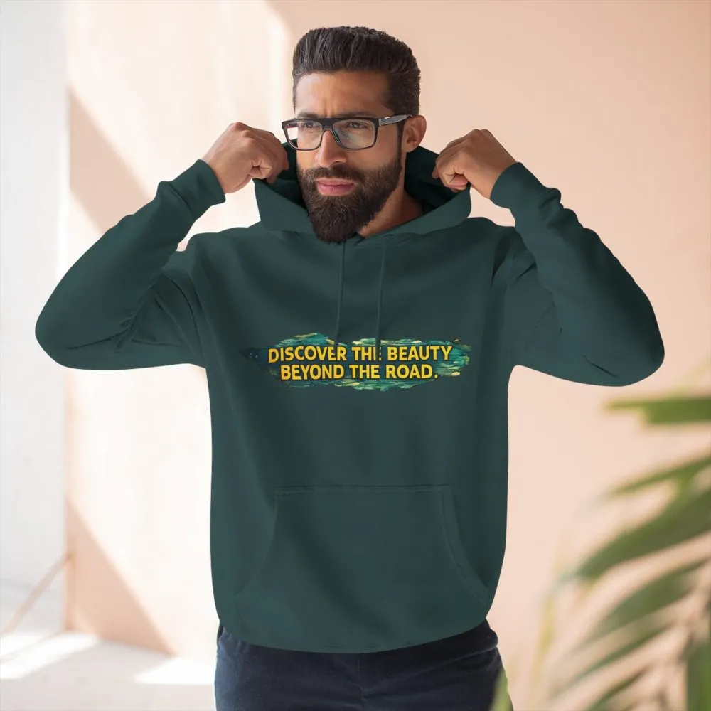 17727552323033389645_2048.jpeg Three-Panel Fleece Hoodie - "Discover The Bieuty Beyond The Road" Design Cubic-Line