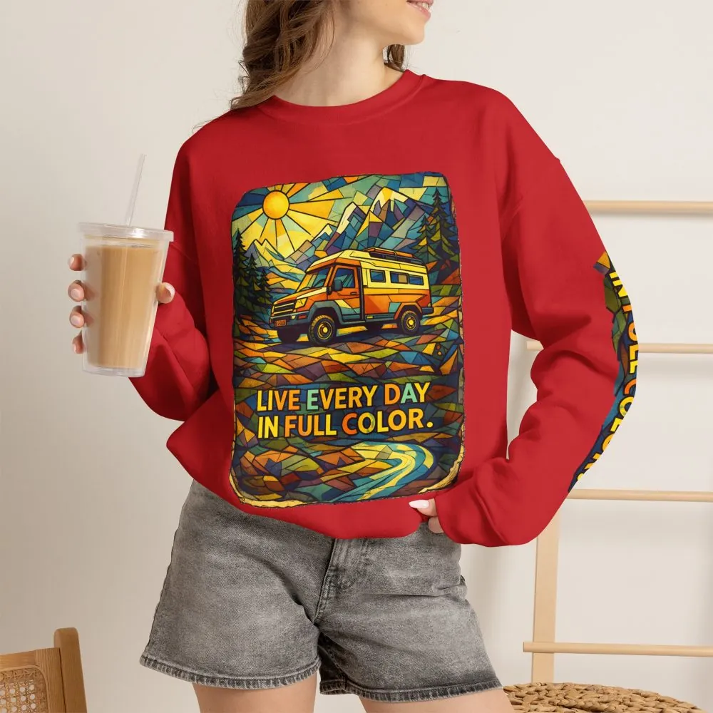 17740197886527828495_2048.jpeg Unisex Heavy Blend™ Crewneck Sweatshirt — "Live Every Day InFull Color" Design Cubic-Line