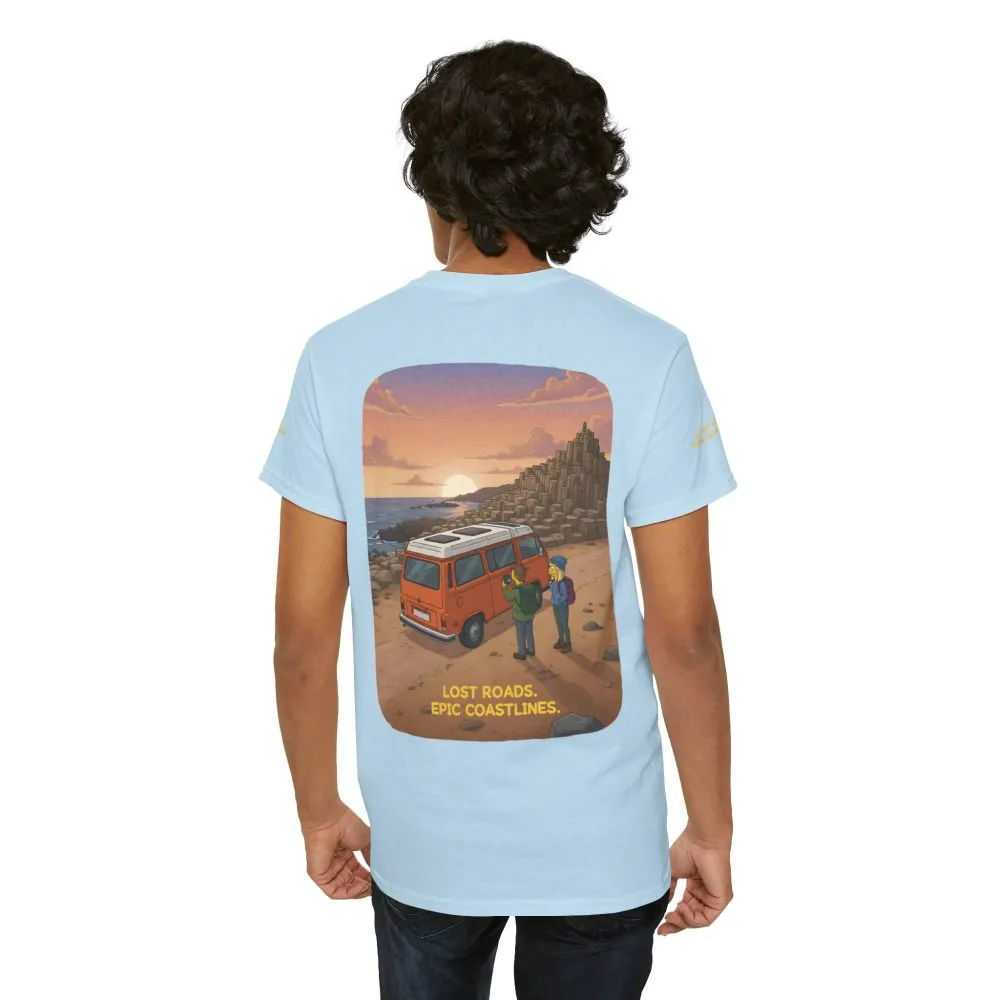 17767385920443956567_2048.jpeg Unisex Heavy Cotton Tee — "Lost Roads Epic Coastlines" Design Sitcom-Line