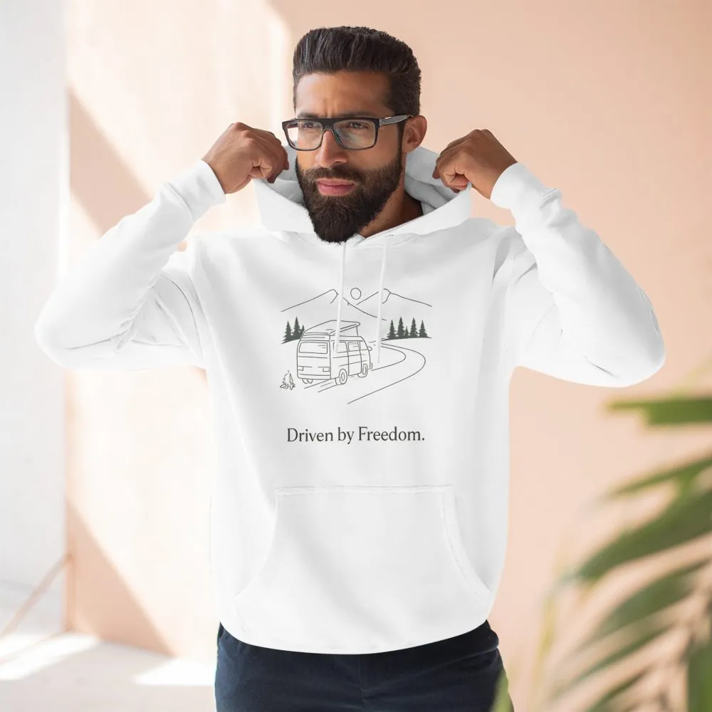 1777656001148560330_2048.jpeg Three-Panel Fleece Hoodie - "Driven By Freedom" Design Minimal-Line
