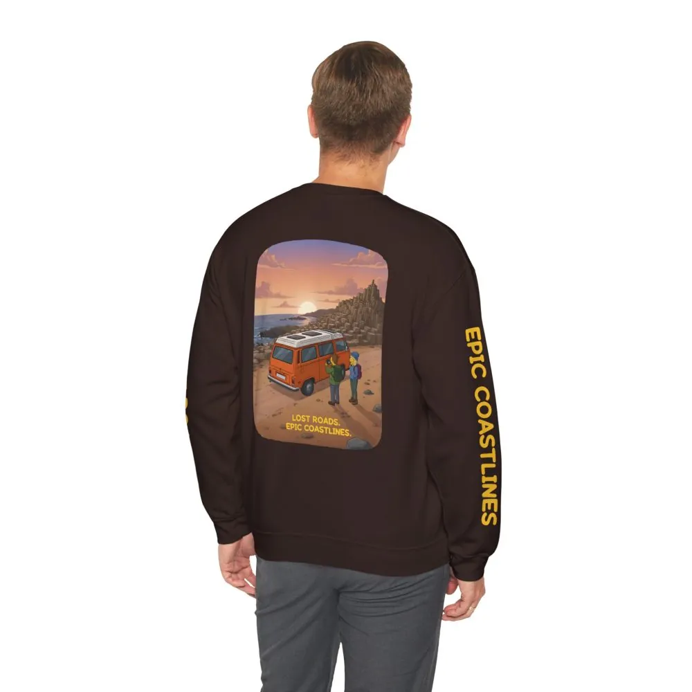 17776746980735623059_2048.jpeg Unisex Heavy Blend™ Crewneck Sweatshirt — "Lost Roads Epic Coastlines" Design Sitcom-Line
