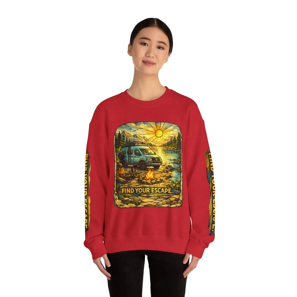 17777245788913993280_2048.jpeg Unisex Heavy Blend™ Crewneck Sweatshirt — "Find Your Escape" Design Cubic-Line