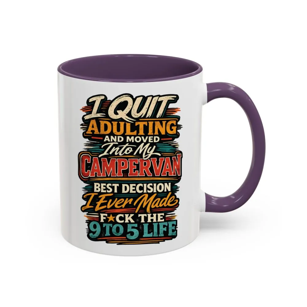 Accent Coffee Mug (11, 15oz) — "I Quit Adulting" Design F**K-Line