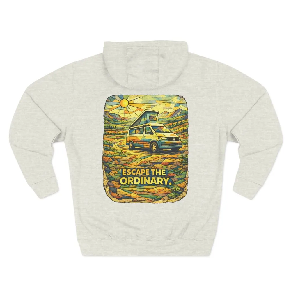 17819302694397959581_2048.jpeg Three-Panel Fleece Hoodie - "Escape The Ordinary" Design Cubic-Line