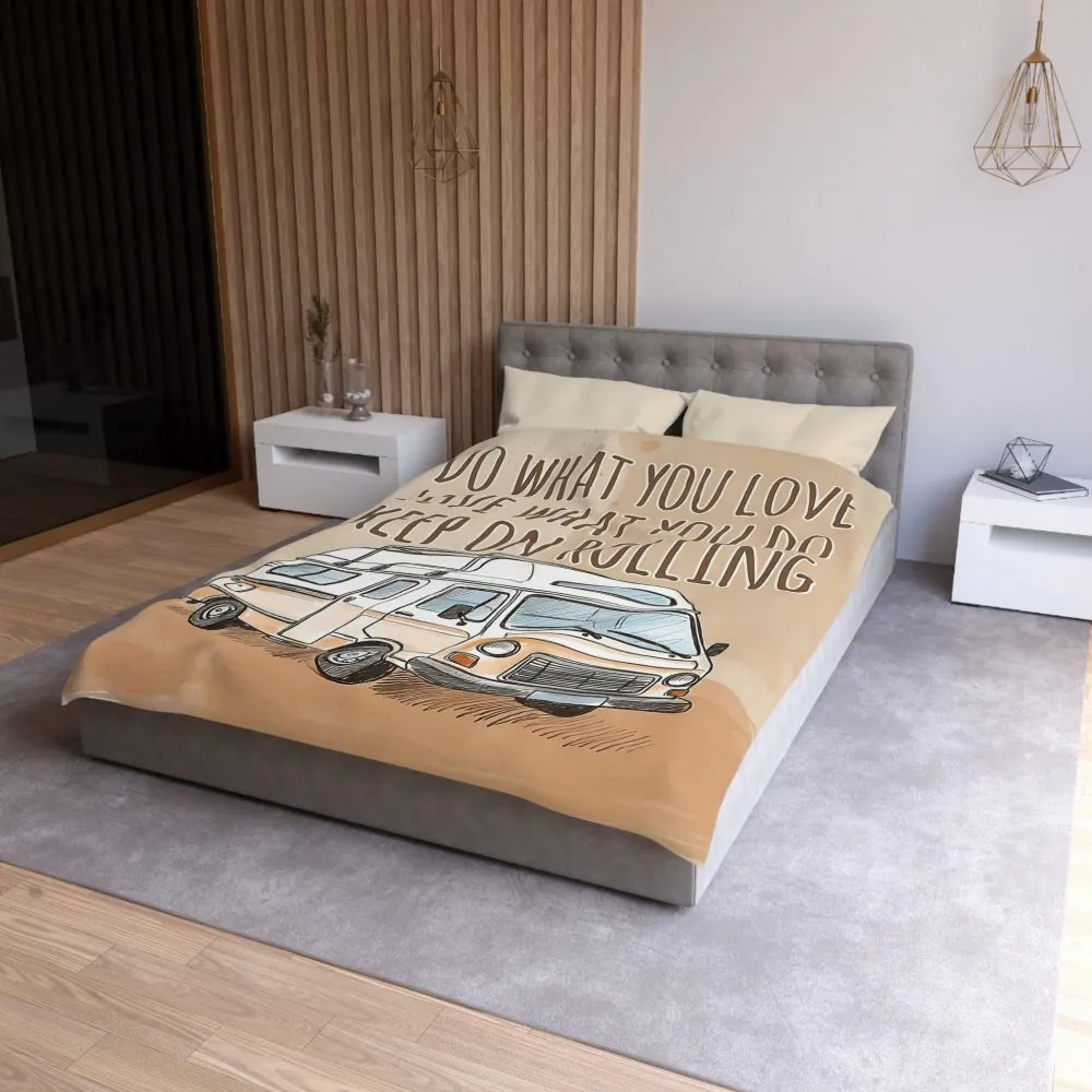 17821109335348245920_2048.jpeg Duvet Cover - 'Do What You Love, Keep On Rolling' Campervan Bedding