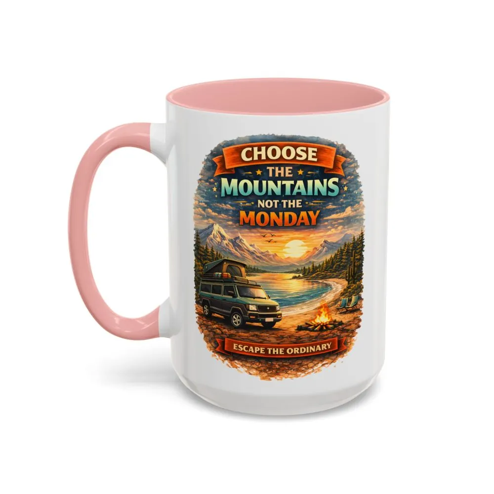 Accent Coffee Mug (11, 15oz) — "Choose The Mountens" Design Scenic-Line