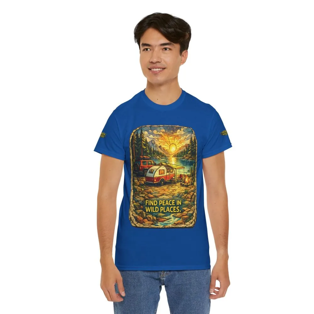 17832451074139508720_2048.jpeg Unisex Heavy Cotton Tee — "Find Peace In Wild Places" Design Cubic-Line