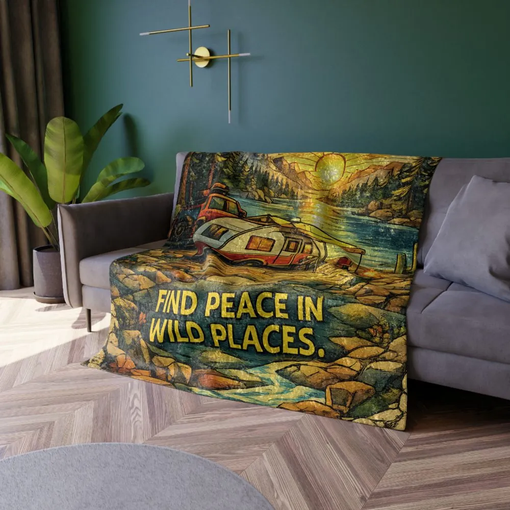 1783690341905293800_2048.jpeg Crushed Velvet Blanket —"Find Peace In Wild Places" Design Cubic-Line (Campervan)