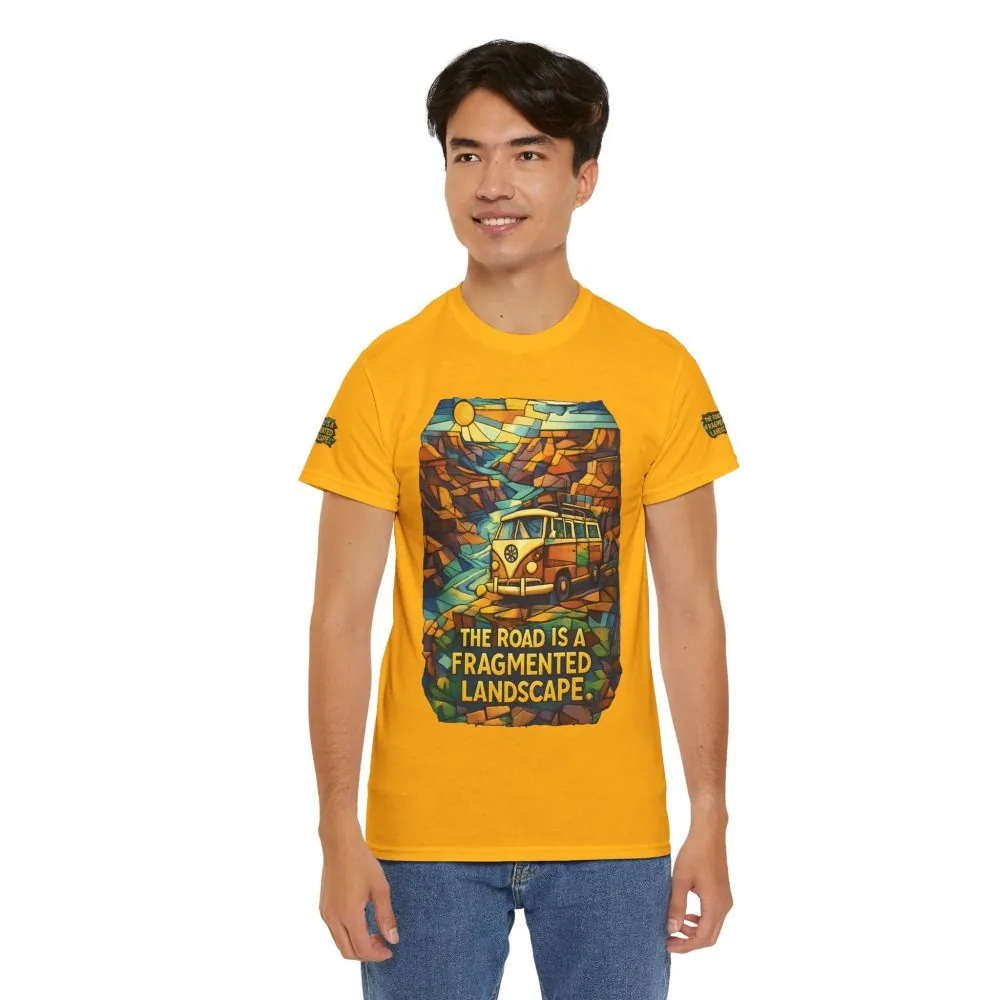 17842526457235452131_2048.jpeg Unisex Heavy Cotton Tee — "The Road Is A Fragmented Landscape" Design Cubic-Line